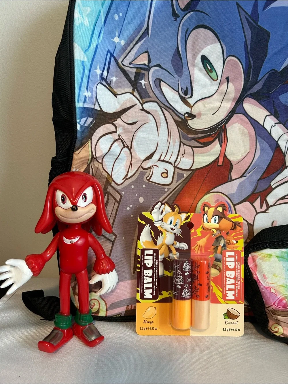 Kids Blue Sonic Character Backpack Set with Matching Pouch